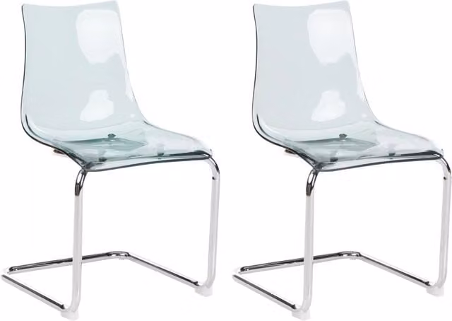 Set di 2 sedie da pranzo con seduta in plastica nero trasparente a sbalzo stile moderno