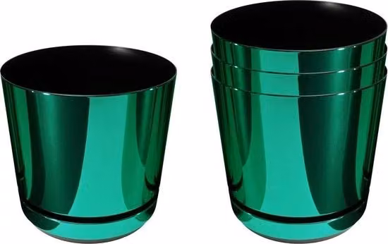 Set da 4 piatti con ciotola KERD DEKOR in plastica verde, diametro: 16 cm, stile glamour moderno