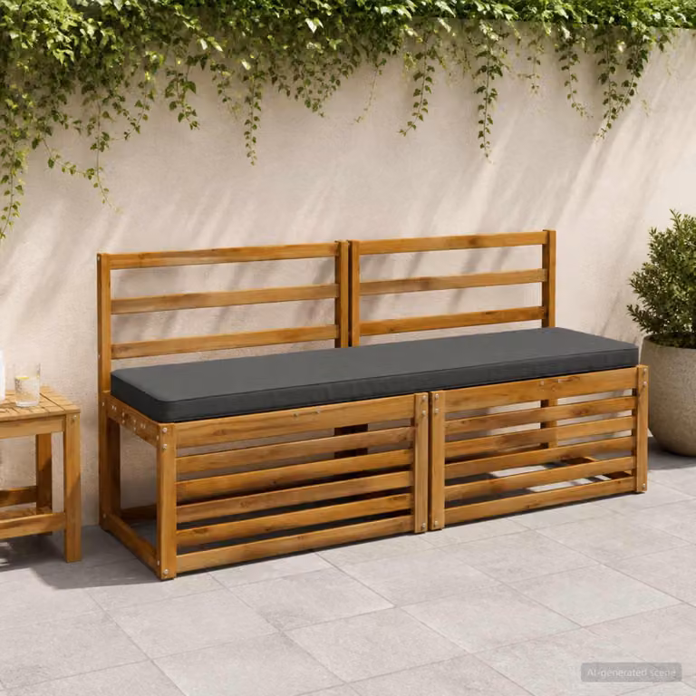 Set di 2 cuscini per panchina vidaXL VUGHT in poliestere, colore grigio antracite, design moderno con rivestimento rimovibile e resistente ai raggi UV