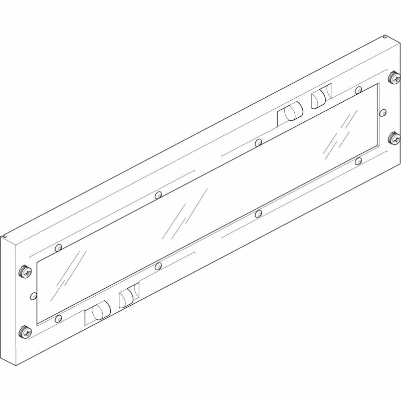 Piastra di copertura ABN 500x150 mm, 2 ante fisse/1 anta scorrevole, chiusa con vetro di ispezione FAS21N