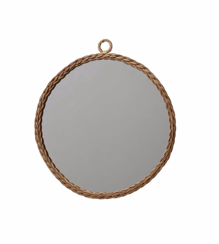 Kaeming Specchio rotondo in rattan naturale 54 cm - Arredo boho chic