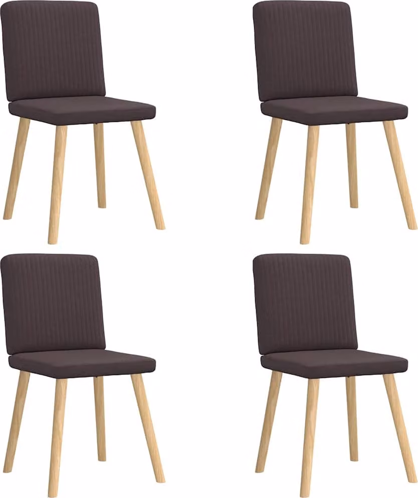 Sedie da Pranzo 4 pz Marrone Scuro in Tessuto