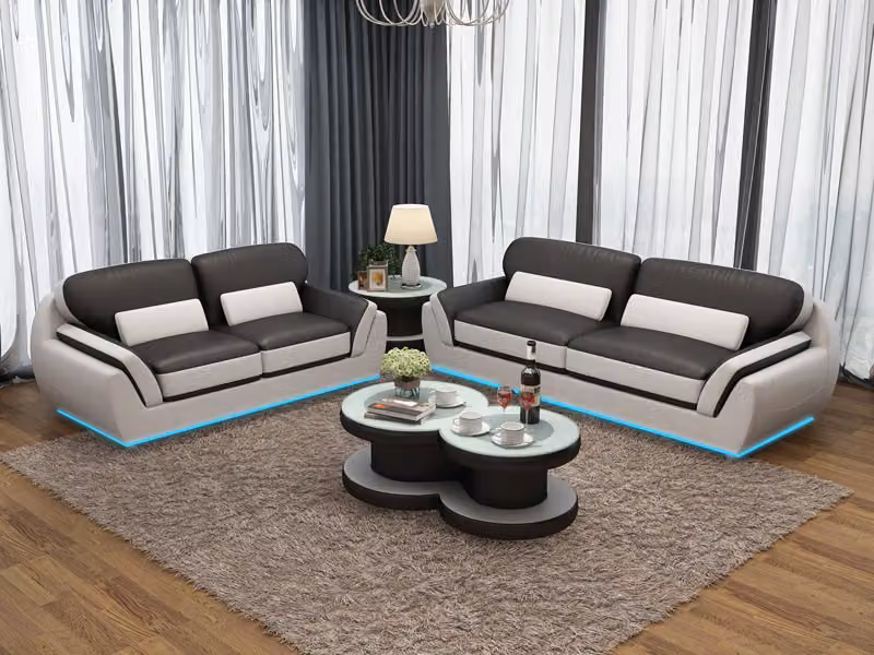 Ledersofa mit USB Sofagarnitur 3+2 Sitzer Garnitur Design Modern Sofa G8038C