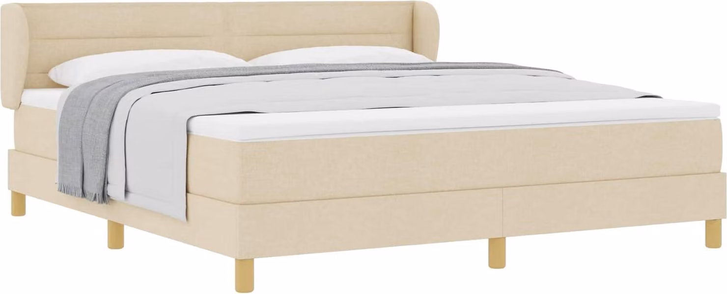 Letto a molle con materasso Crema 180 x 200 cm Tessuto