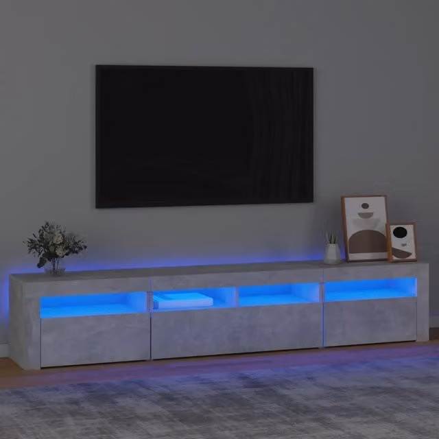 Mobile Porta TV Moderno vidaXL con Luci LED Integrate Grigio, L: 210 cm, P: 35 cm, H: 40 cm – 1