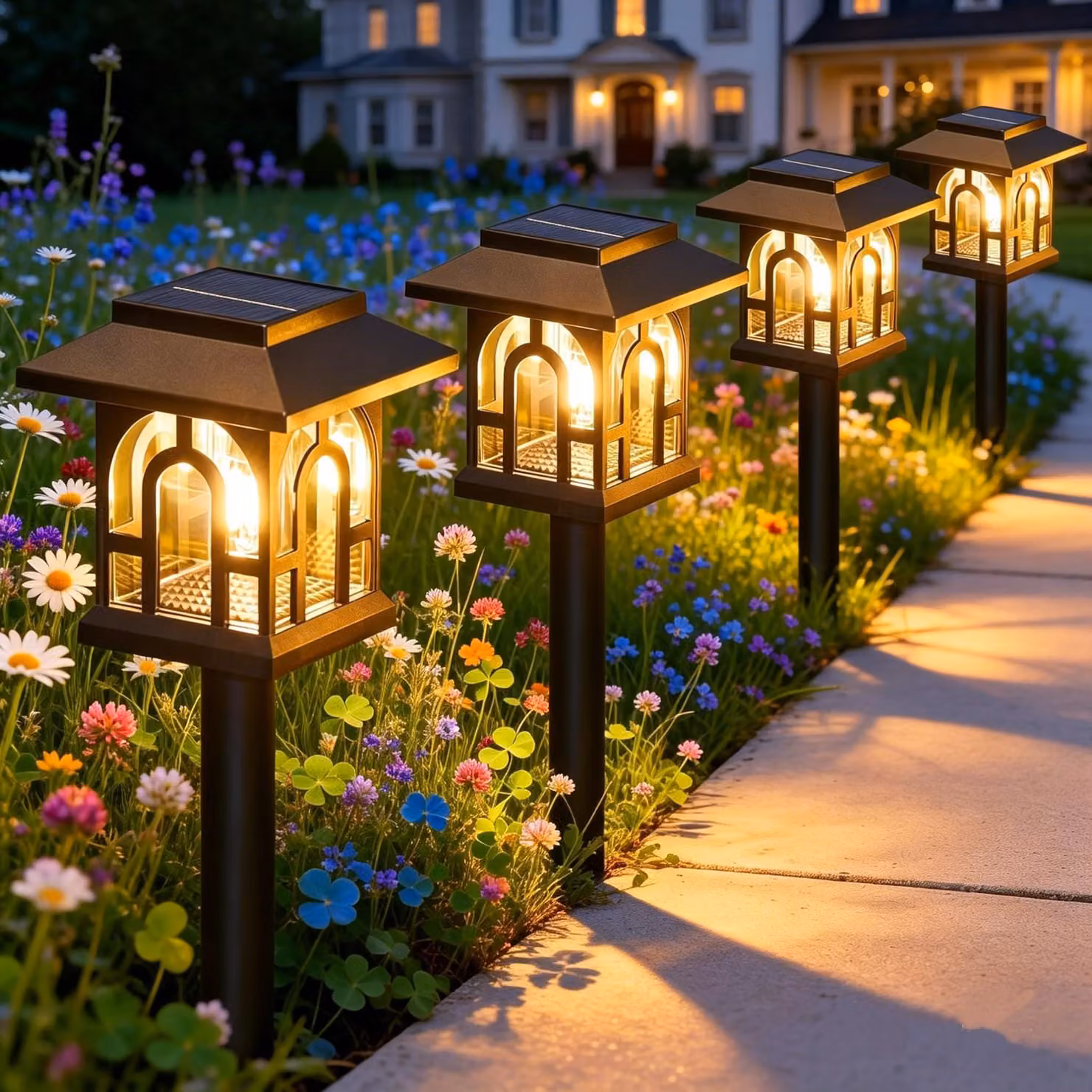 Set di 8 lampade solari in stile vintage, luce bianco caldo, grado di protezione IP65, ideali per giardino e terrazza