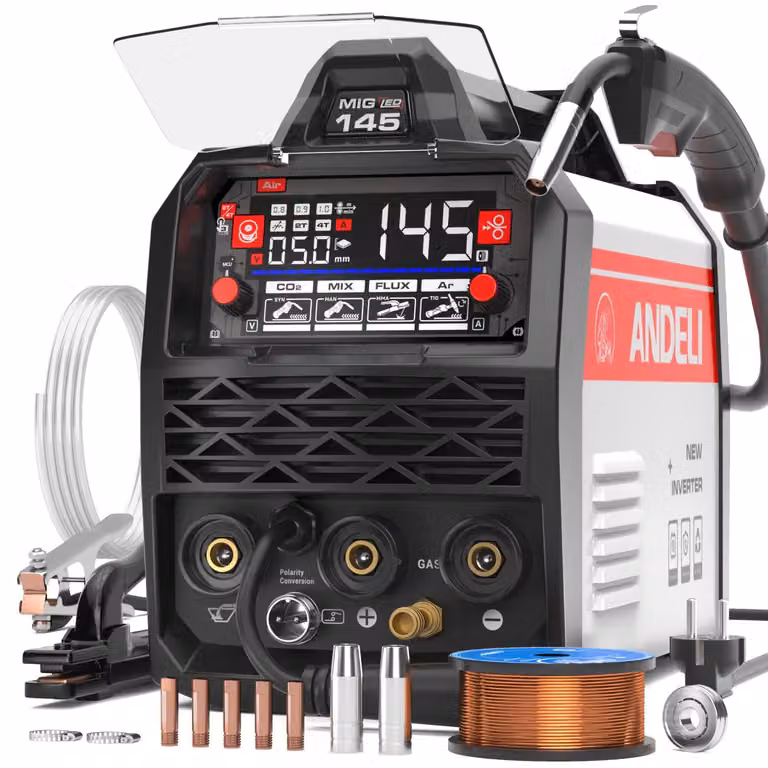 Saldatrice MIG 145A - 230 Volt - Inverter IGBT - Adatta per acciaio da 6 mm - Funzione 4-in-1