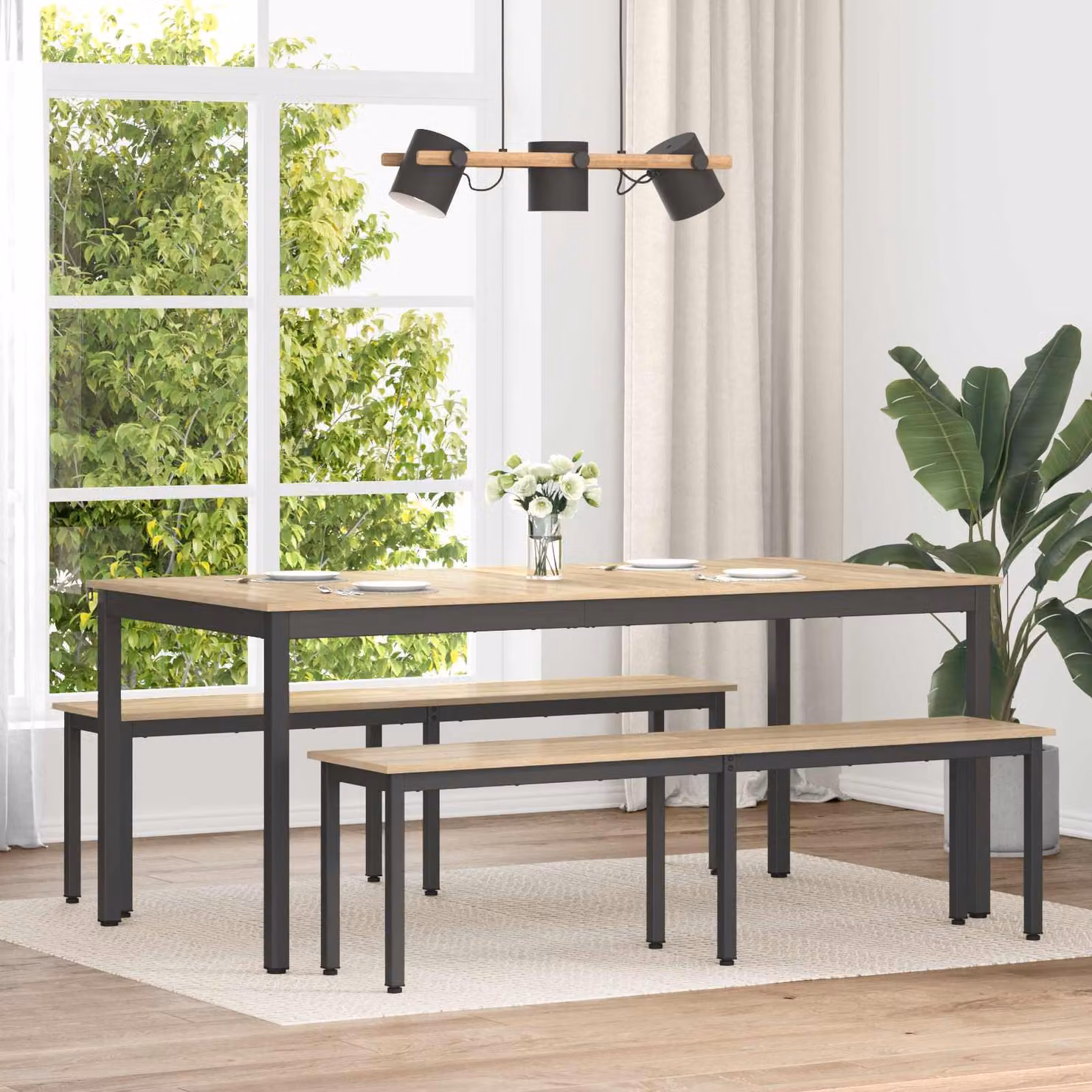 Panchina vidaXL in legno ingegnerizzato e metallo, colore marrone e grigio, L: 160 cm, P: 35 cm, H: 45 cm