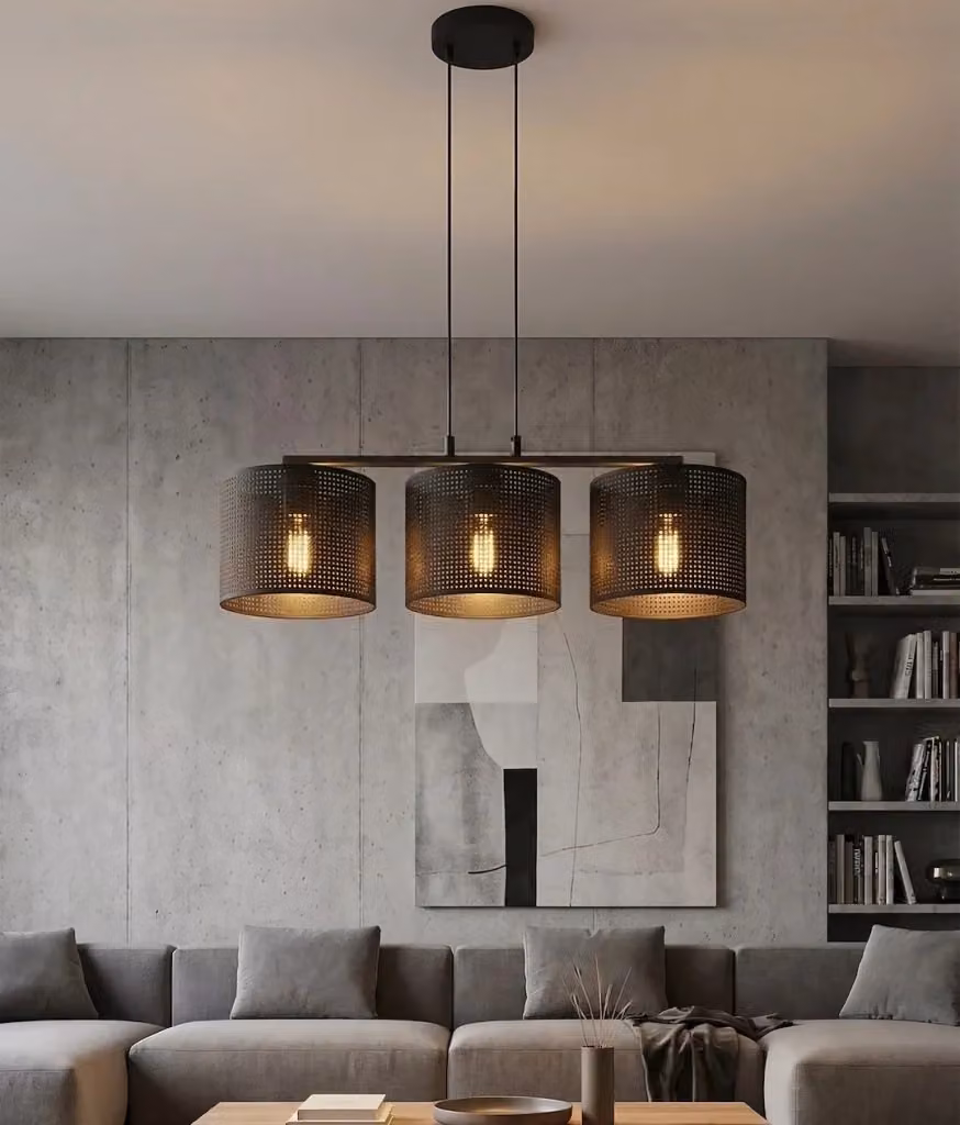 Lampada a sospensione moderna LUX Emibig in metallo nero con 3 portalampada E27 – 2