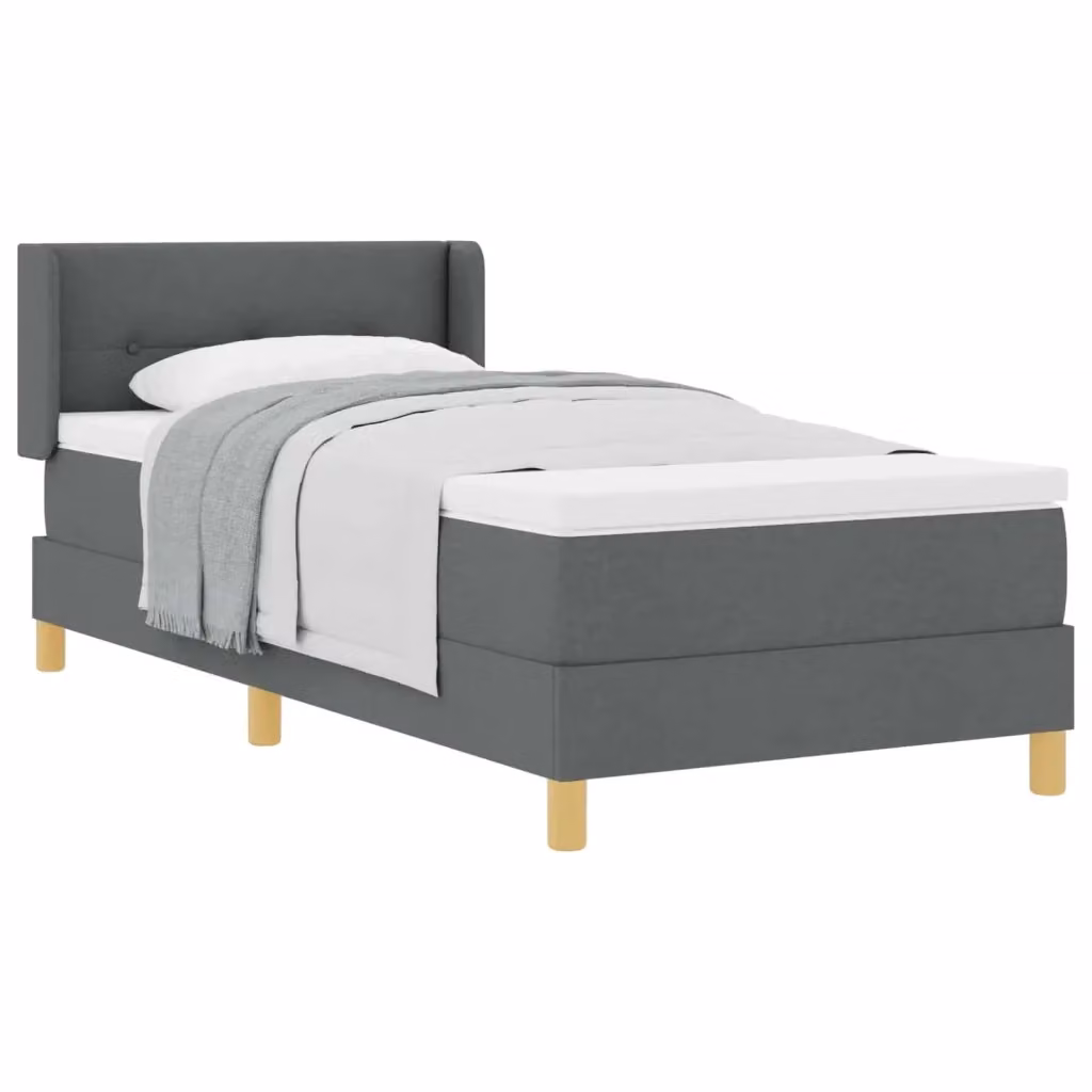 Letto a molle moderno vidaXL con testiera in tessuto grigio L 90 x P 190 cm – 2