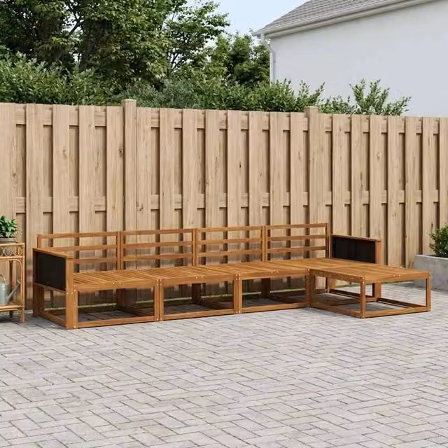 Set di divani da esterno 5 pz Naturale Legno di Acacia Massello 3382472