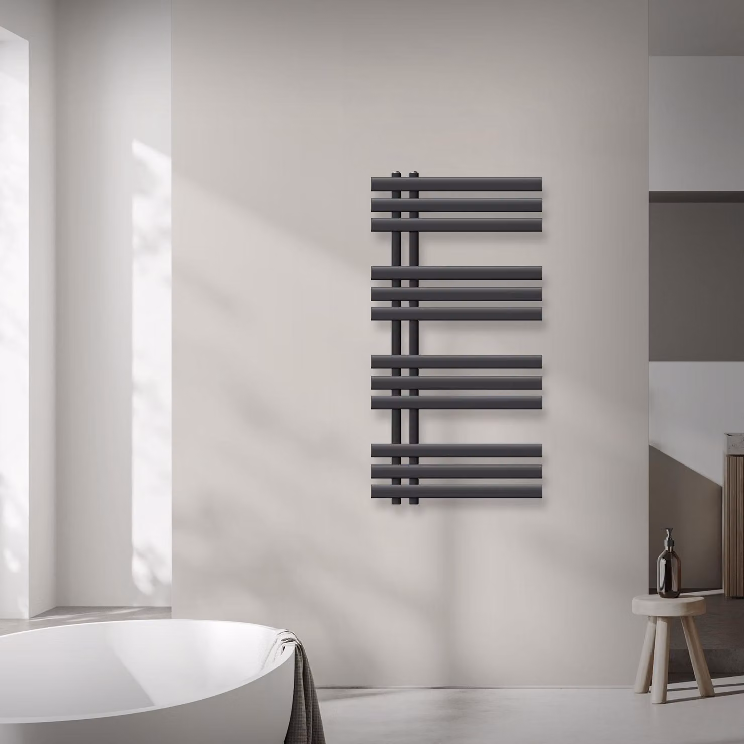 Radiatore da bagno LuxeBath design, 500x1000 mm, antracite, incl. set di montaggio, senza elemento riscaldante