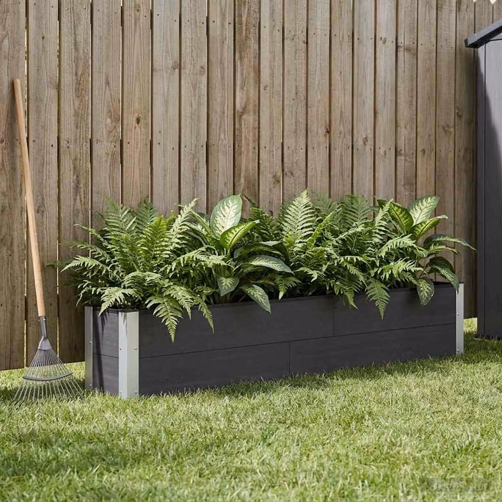 Letto rialzato da giardino vidaXL in WPC e alluminio, Nero, L: 200 cm, P: 30 cm, H: 36 cm