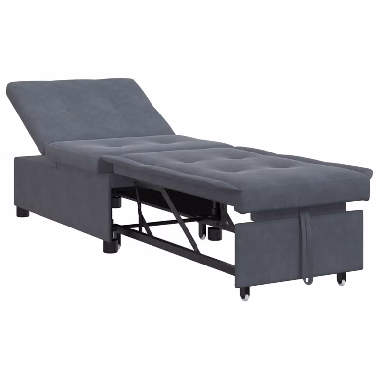 Divano letto vidaXL in velluto grigio scuro L: 194 cm, P: 67 cm, H: 82 cm