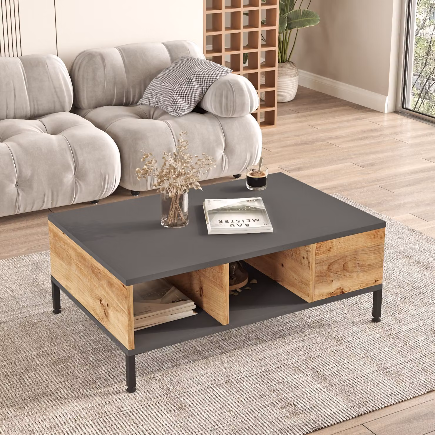 Skye Decor, Rl2-Aa, tavolino, 100 % PANNELLI RIVESTITI IN MELAMINA, pino atlantico, 90 x 60 x 33,1 cm