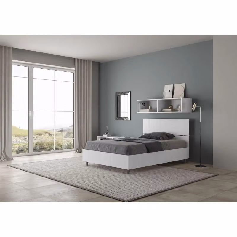 Letto Ityhome Bianco con stile minimalista L/P/H: 200 x 120 x 127 cm – 2
