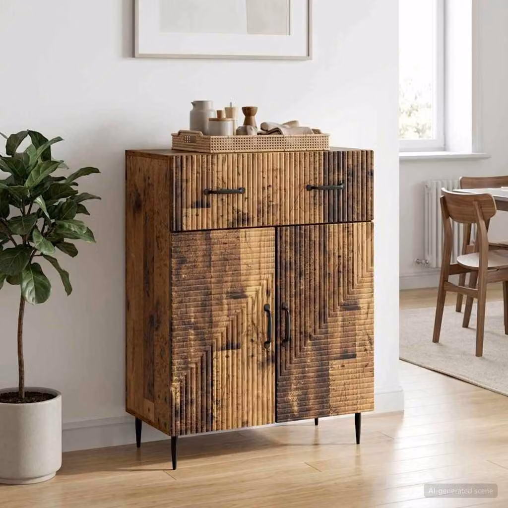 Credenza moderna vidaXL in legno ingegnerizzato e metallo, colore marrone, L: 66 cm, P: 34,5 cm, H: 89,5 cm