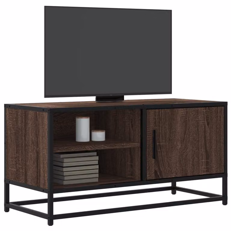Mobile TV vidaXL in stile industriale in legno e metallo, colore marrone, L 80 cm x P 34,5 cm x H 40 cm