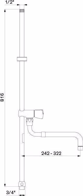 Tubo di rialzo Delabie G3/4 lungo per spray lavastoviglie + bocca di erogazione