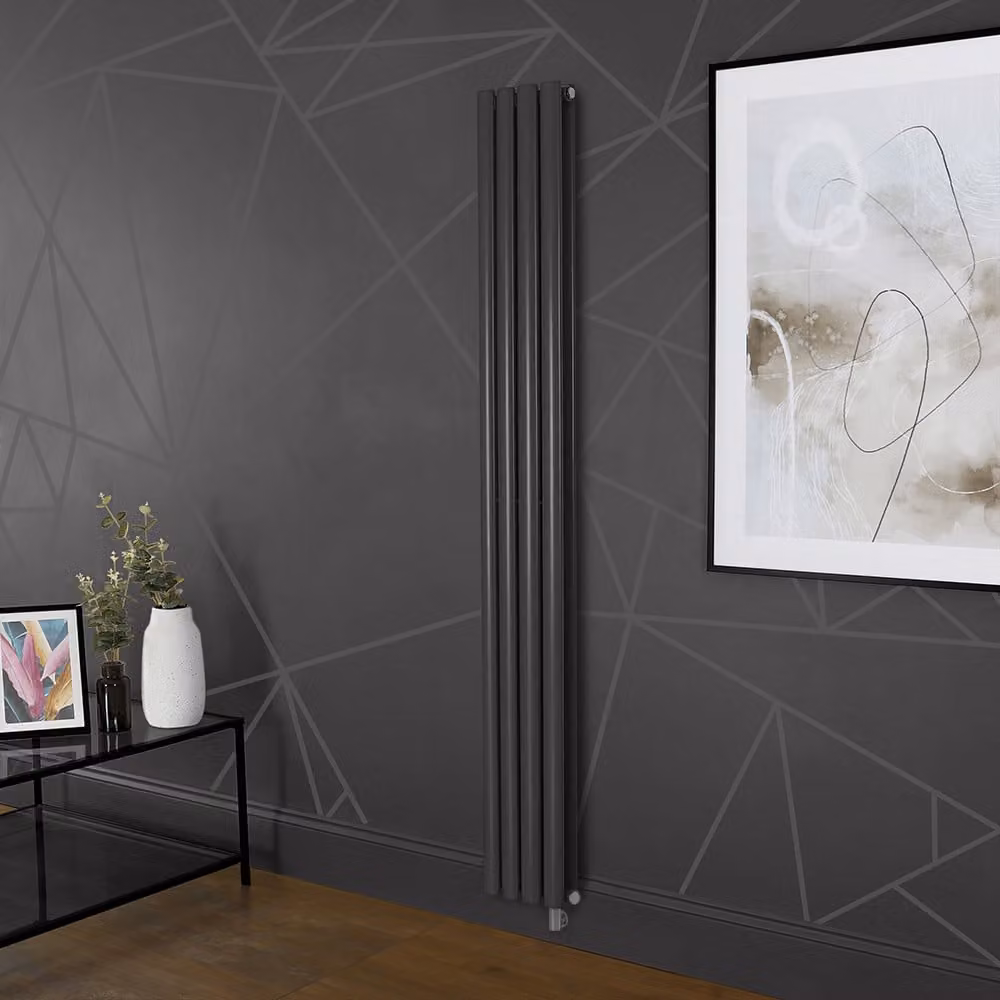 Radiatore Elettrico di Design Verticale Grigio (Carbon Grey) - Pannello Singolo - 1600mm x 236mm - Senza Termostato - Revive