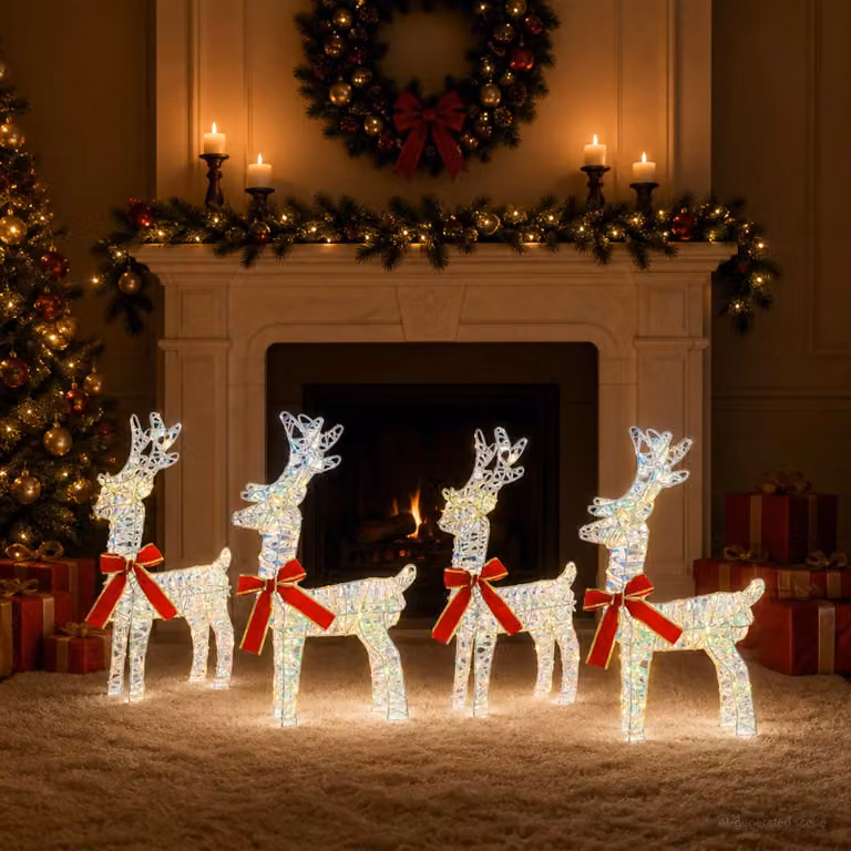 vidaXL Renna di Natale 4 pz 160 LED Bianco caldo 33 x 12 x 55 cm