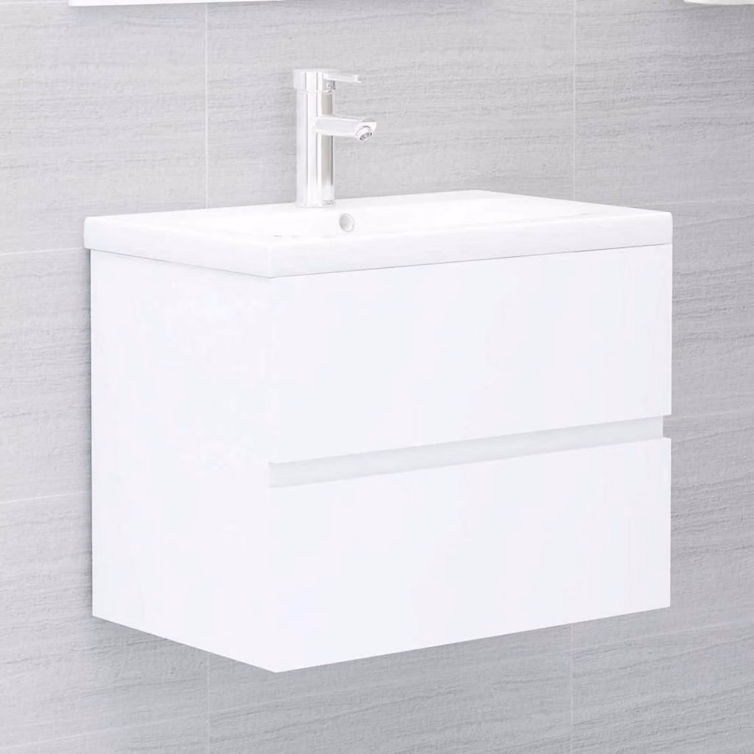 Mobiletti sottolavabo da bagno, bianchi, in legno composito, dimensioni 60x38,5x45 cm