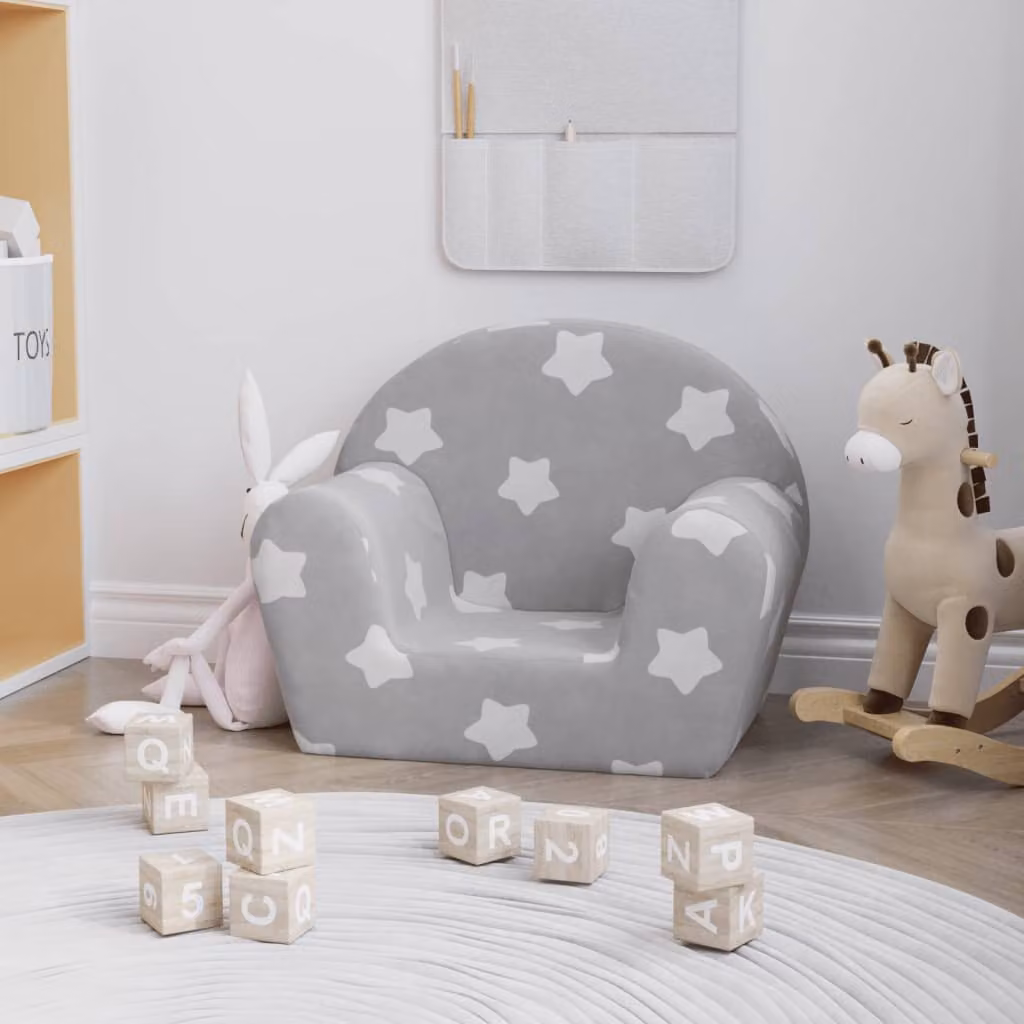 vidaXL Divano per Bambini Grigio con Motivo Floreale in Poliestere