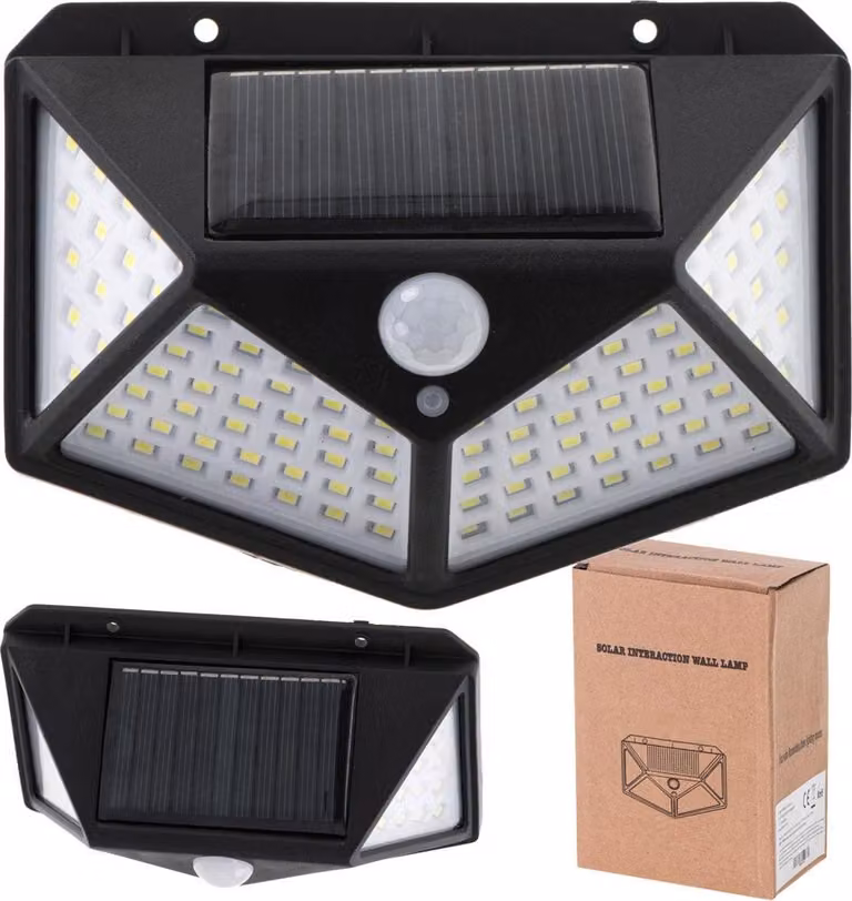 Lampada solare con sensore di movimento e crepuscolare 100 LED