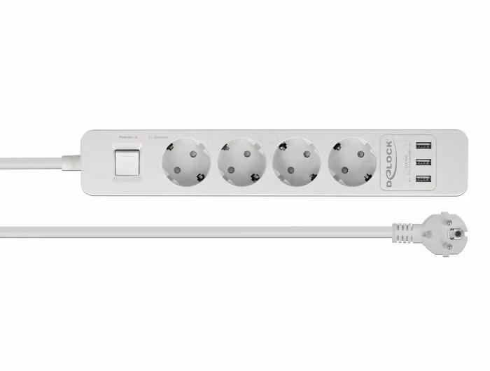 Presa di corrente DeLOCK - prolunga - corrente alternata 250 V - 4000 Watt - ingresso, ingresso CEE 7/7 - prese in uscita