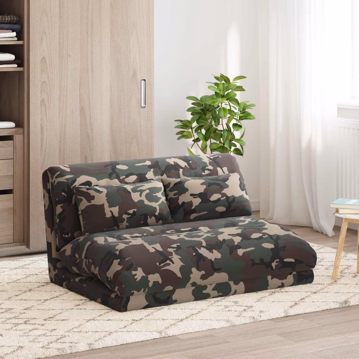 Sedia a pavimento regolabile vidaXL in tessuto verde militare