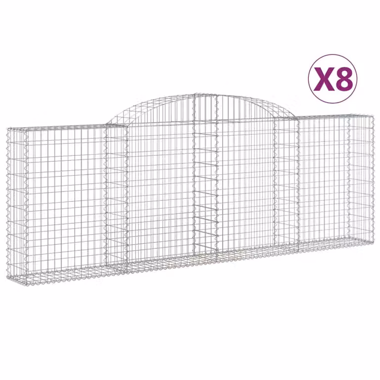 Cesti Gabbioni ad Arco 8 pz 300x30x100/120 cm Ferro Zincato