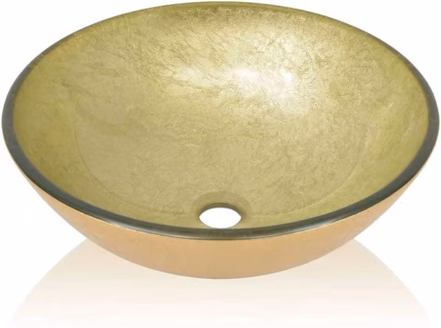 Lavabo da bagno in stile basco diametro 42 cm vetro temperato color oro 02_0002523