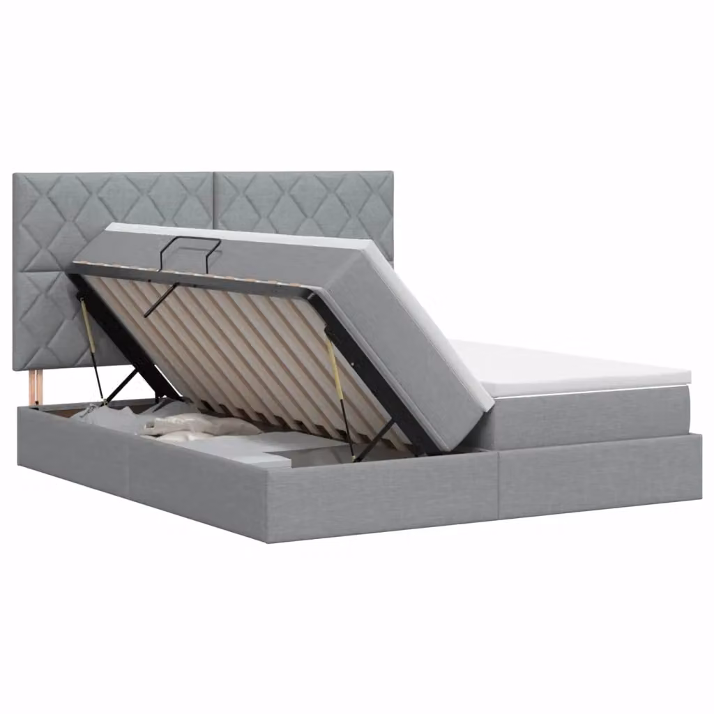 Letto con contenitore moderno vidaXL in tessuto grigio L/P/H: 200 x 200 x 140 cm – 2