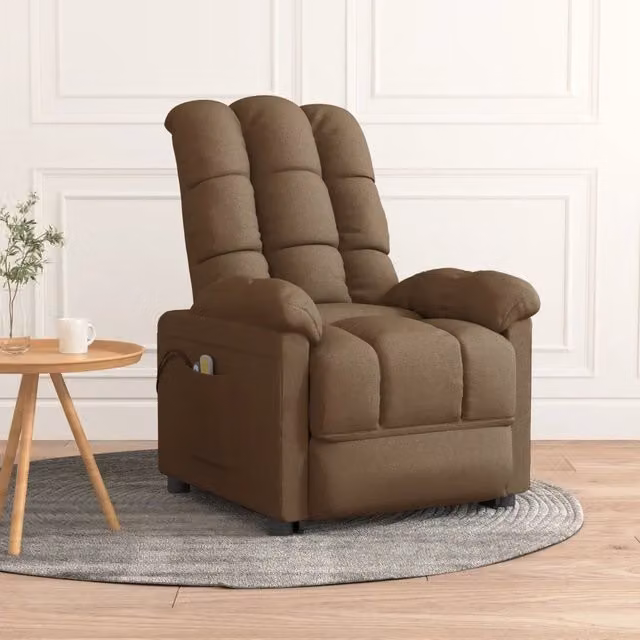 Poltrona relax elettrica vidaXL in tessuto marrone con braccioli e design moderno – 1