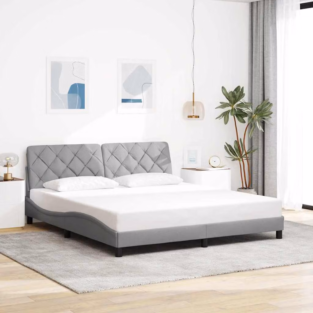 vidaXL Giroletto senza Materasso in Tessuto Grigio L/P/H: 180 x 200 x 74,5 cm
