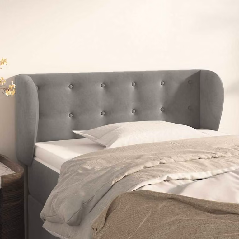 Testiera ad orecchio vidaXL in velluto grigio chiaro L: 103 cm, P: 23 cm, H: 78-88 cm