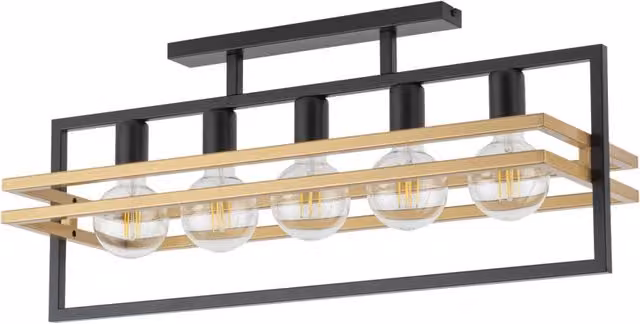 Plafoniera Loft Merci Sigma Lighting con 5 luci, colore nero e oro, attacco E27