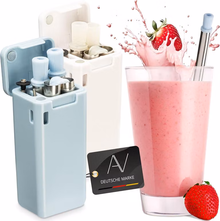 Cannucce riutilizzabili in acciaio inossidabile - Set da 2 - Cannucce in silicone pieghevoli - Senza BPA - Ecologiche