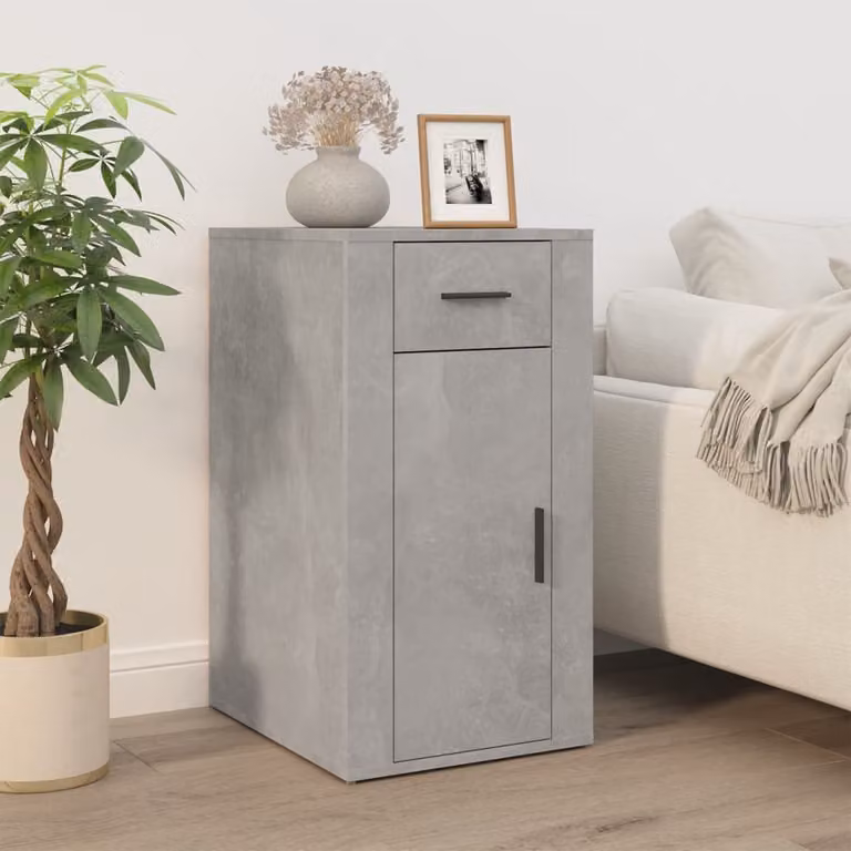Scrivania mobile vidaXL in legno multistrato e MDF, colore grigio cemento, L 40 cm x P 49 cm x H 75 cm