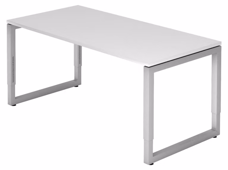 Scrivania bümö Serie-R - Decorazione: bianco, struttura: argento, dimensioni: 160 x 80 cm