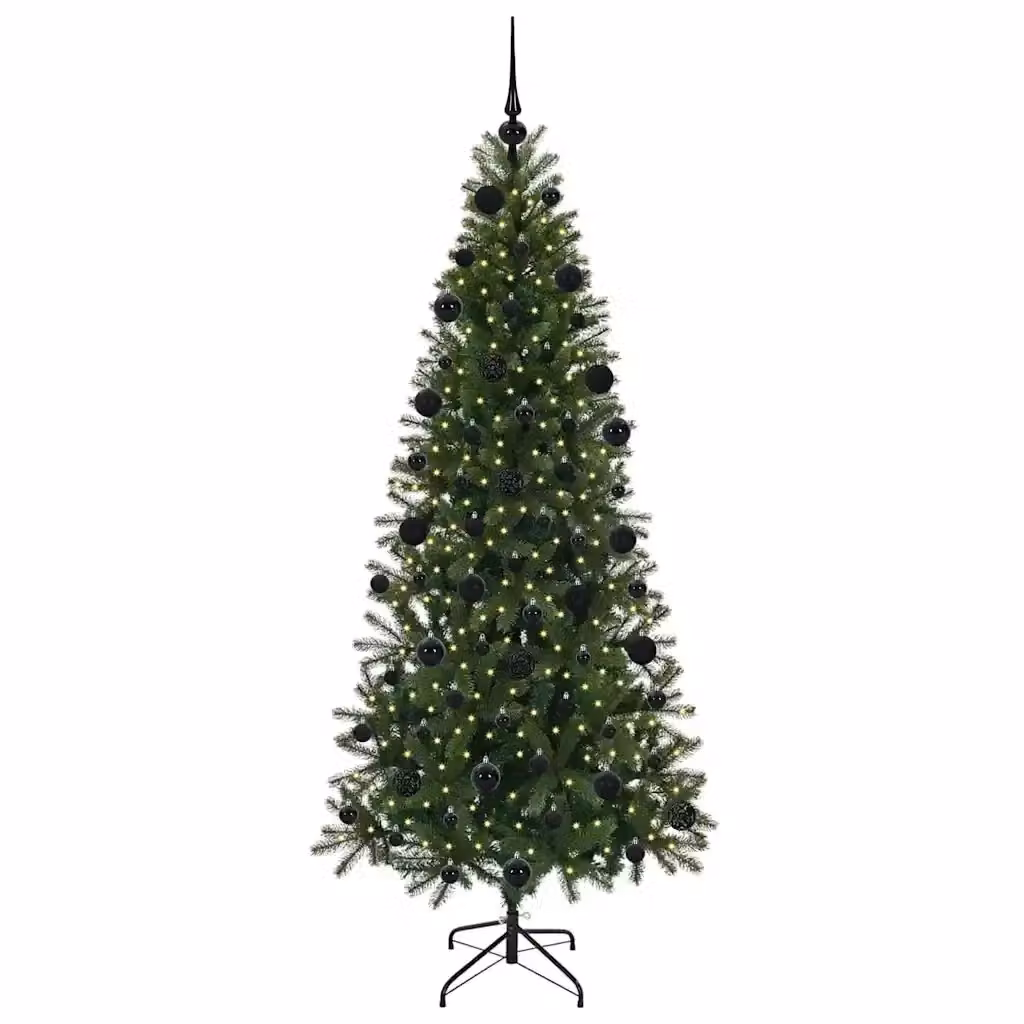 Albero di Natale artificiale moderno vidaXL verde con 300 LED luce bianca calda in PE e PVC, Altezza: 210 cm – 2