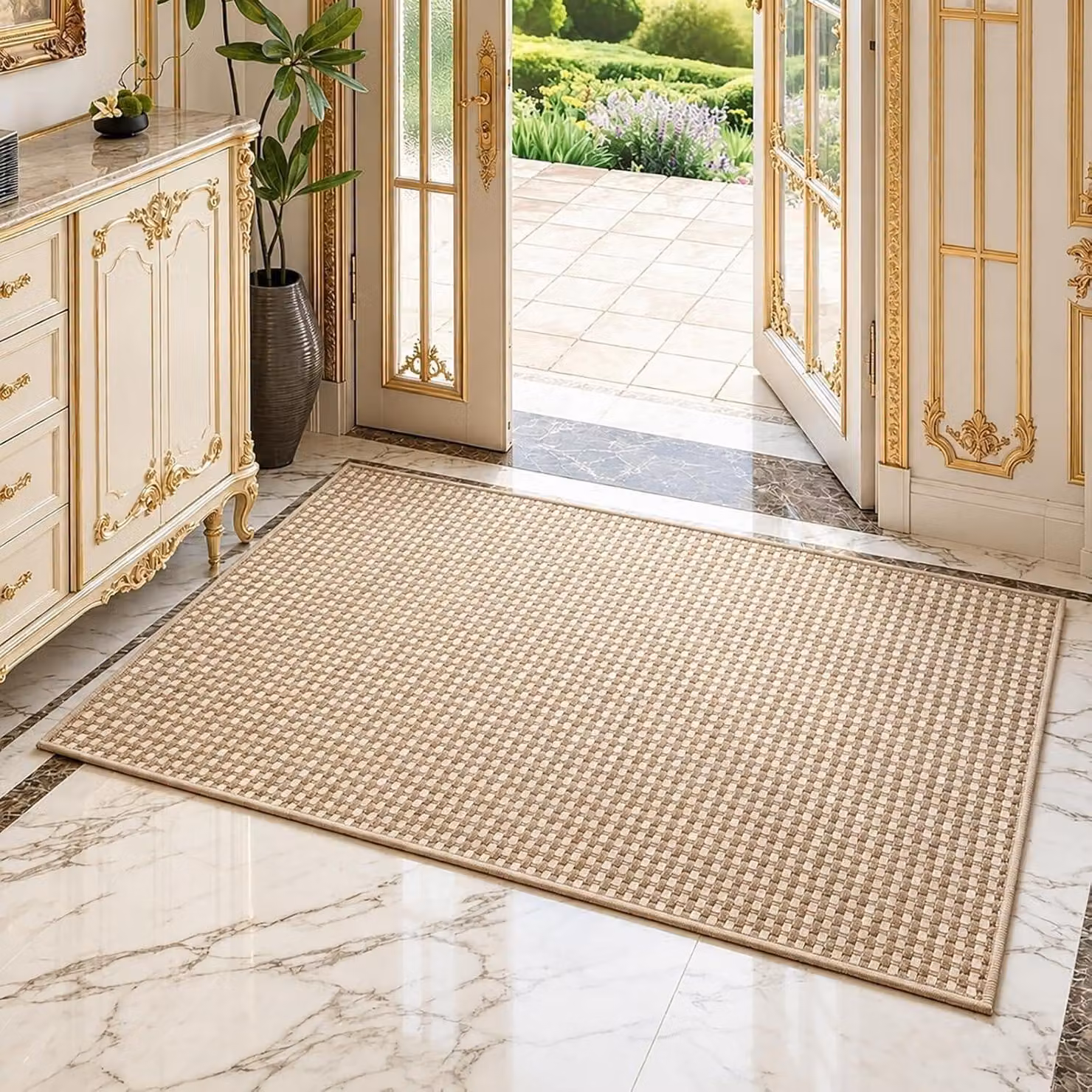 Tappetino antiscivolo per interni, color marrone, 80x100 cm, ideale per la cucina