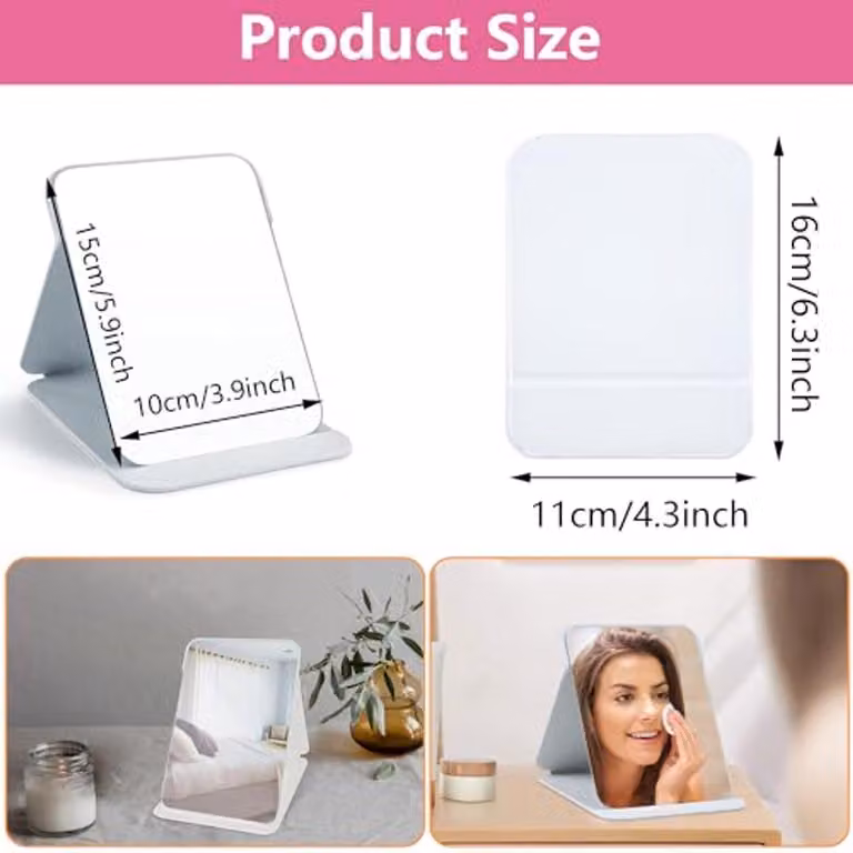Specchio da trucco pieghevole, ideale per viaggi e uso domestico, specchio cosmetico da tavolo, dimensioni 16 x 11 cm