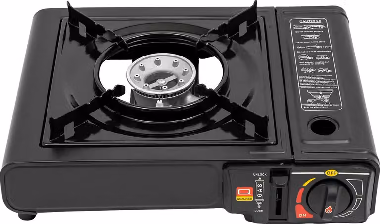 Barbecue da esterno - Barbecue a gas - GPL/Propano, portatile, rettangolare, facile da montare, per campeggio e giardino - Nero