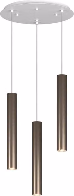 Lampadario Tondo Industrial-Minimal Xeana Metallo Bianco Bronzo 3 Luci Gu10