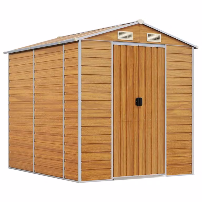 Casetta da giardino marrone chiaro 191x215x198 cm in acciaio zincato