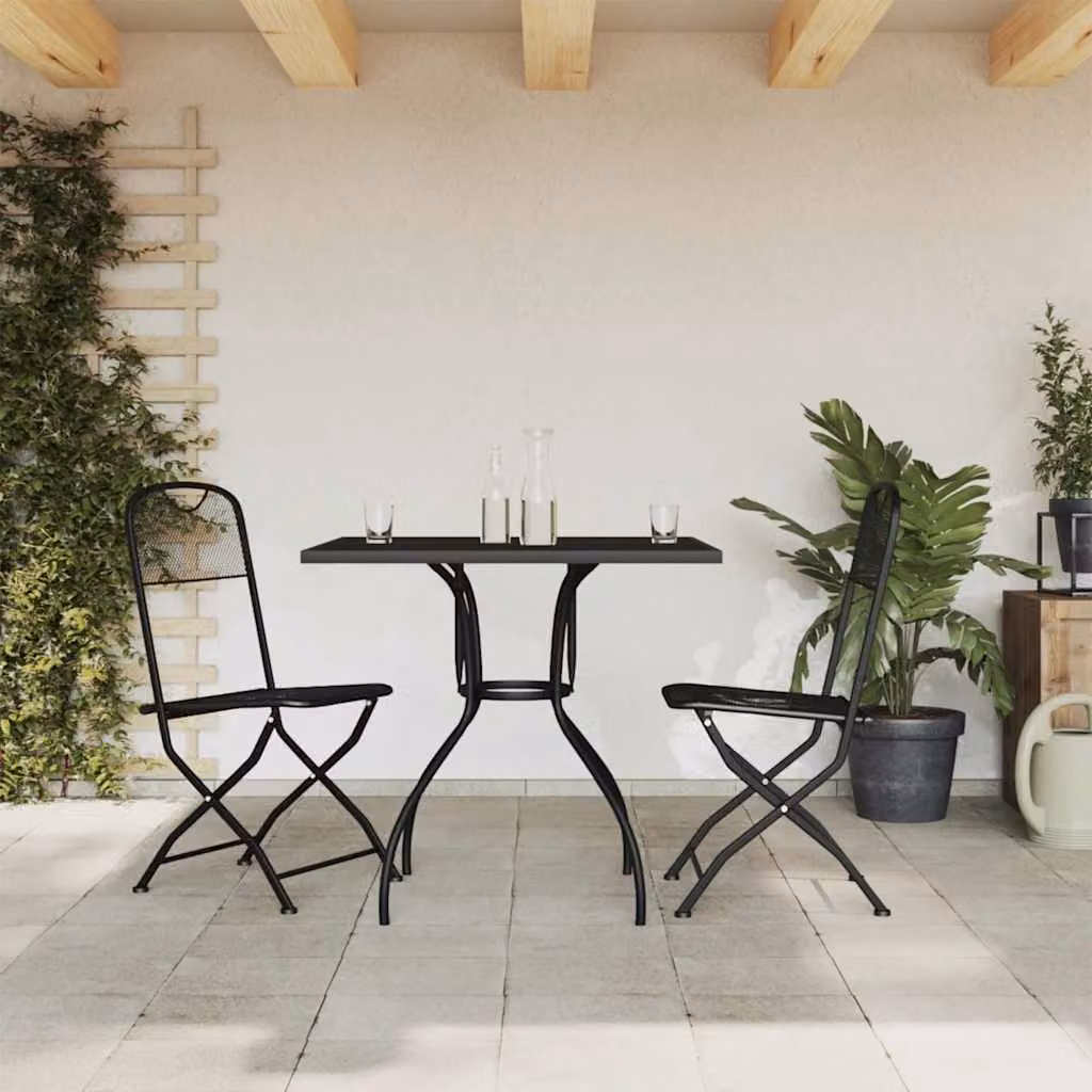 Set da Pranzo da Giardino vidaXL in Metallo Antracite con Tavolo Pieghevole e 3 Sedie – 1