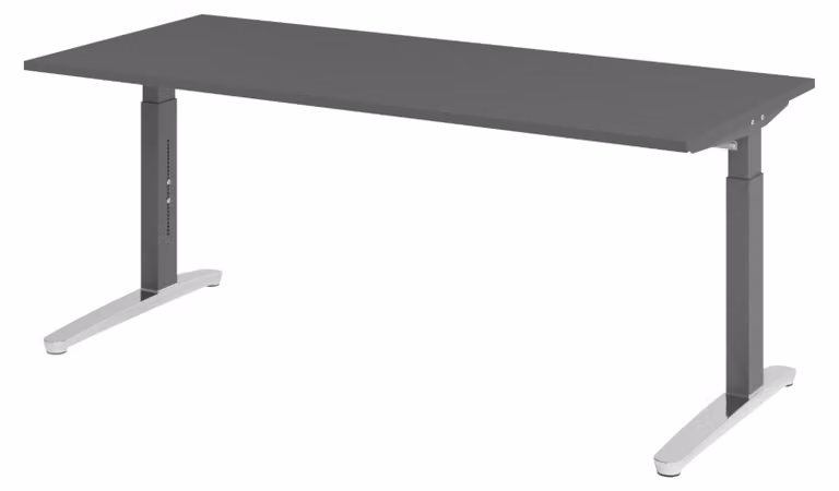 Scrivania bümö Serie XB - Decorazione: grafite, dimensioni: 180 x 80 cm, struttura: grafite/alluminio lucido