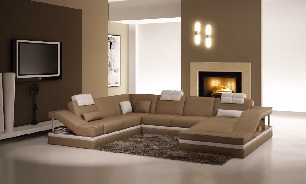 Ecksofa Ledersofa Polster Wohnlandschaft Couch Sofa Eckgarnitur U-Form Moderne