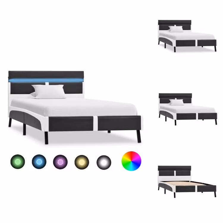 vidaXL Struttura letto con LED in Pelle finta grigia 90×200 cm - Letti e strutture letto